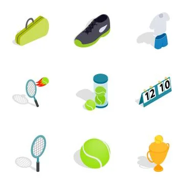 Sport elements icons, isometric 3d style Stock Illustration
