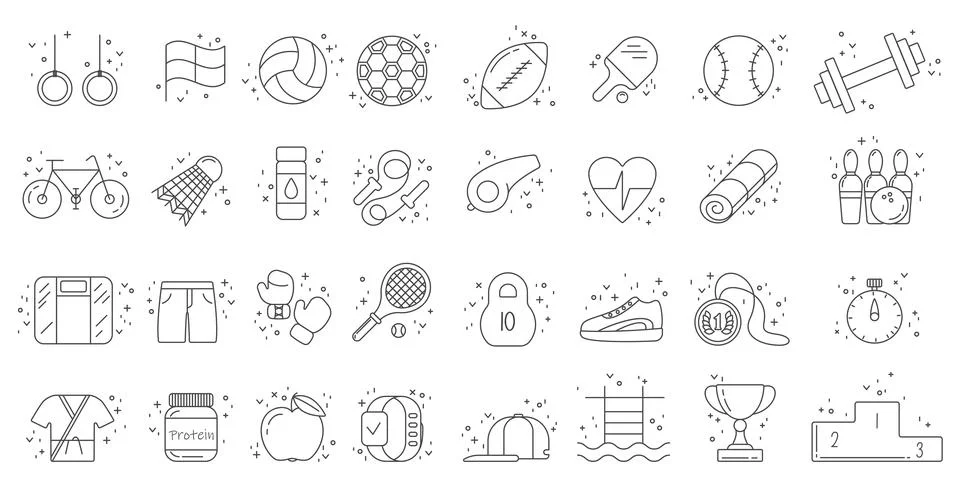 Sport Elements Line Doodle Icon Set イラスト素材