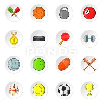 Sports Equipment Icons Stock Clipart, Royalty-Free