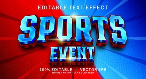 Sport event 3d vector text effect with modern style design Stock Illustration