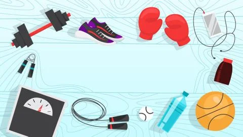 Sport exercise web banner. Time to fitness and workout Stock Illustration