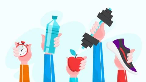 Sport exercise web banner. Time to fitness and workout Stock Illustration