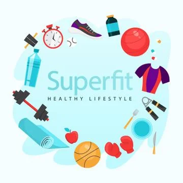 Sport exercise web banner. Time to fitness and workout Stock Illustration
