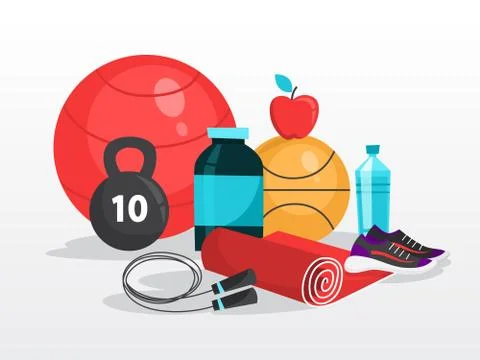 Sport exercise web banner. Time to fitness and workout Stock Illustration