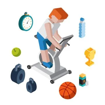 Sport exercise workout flat 3d isometric modern design concept 스톡 일러스트