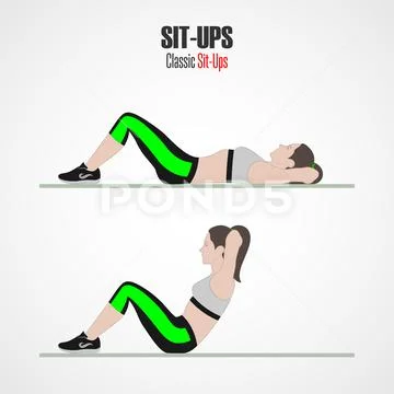 Set Of Sport Exercises. Exercises With Free Weight. Exercises In A