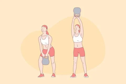 Sport exercises, workout, functional training, active lifestyle concept Stock Illustration