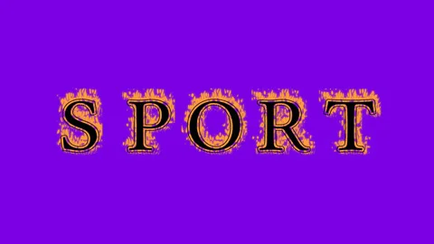 Sport fire text effect violet background Stock Footage 136245308