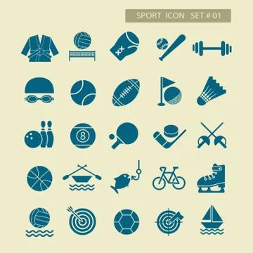 Sport flat  icon set for web and mobile set 스톡 일러스트