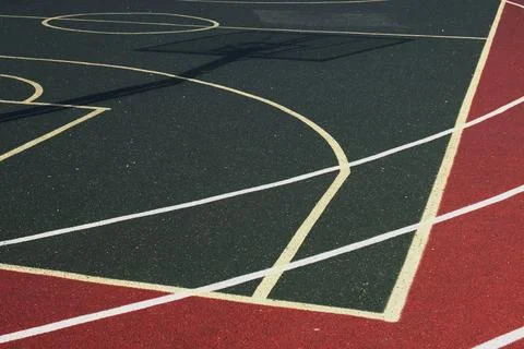 Sport floor. Interior of empty modern indoor sport court, coating Crumb rubber Stock Photos