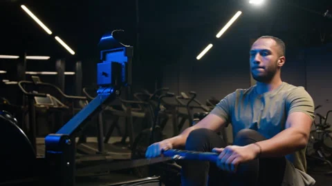 Sport functional training exercise biceps back muscles healthy African American Video stock 277168249