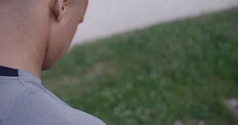 Sport guy checking his iPhone and opening app Video stock 85489102