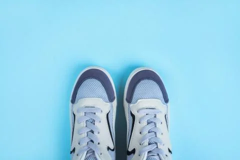 Sport inspired flatlay with sneakers Stock Photos