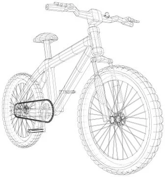 Sport. Isolated bicycle, Vector wireframe concept. Created illustration of 3d Illustrazione stock