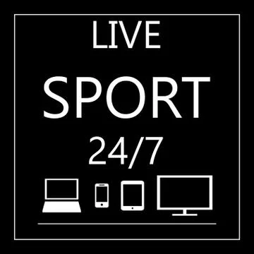 Sport live on all mobile devices - laptop, smart phone, tablet, Stock Illustration
