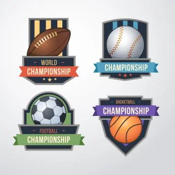 Sport logo set vector. Baseball, Soccer, Basketball Badges Logo Design Template. Stock Illustration