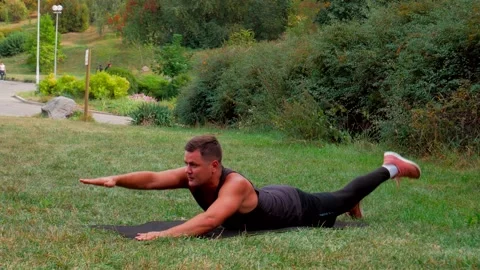 Sport man exercise workout. Active body fit training Stock Footage 146360783