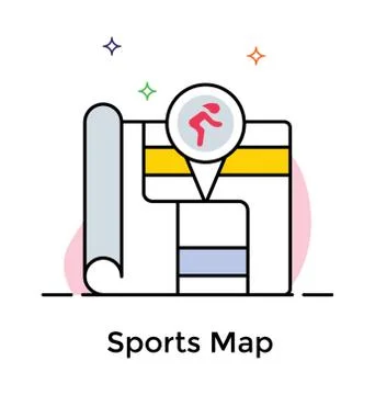 Sport map icon, flat vector Stock Illustration