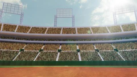 Sport match event. 3D render of empty baseball arena, open air stadium with Stockillustratie