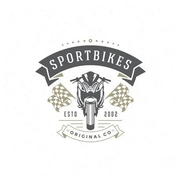 Sport motorcycle logo template vector design element vintage style Illustrazione stock