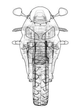 Sport motorcycle technical wire-frame. Vector illustration. Tracing illustration Illustrazione stock