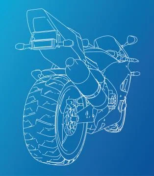 Sport motorcycle technical wire-frame. Vector illustration. Tracing illustration Illustrazione stock