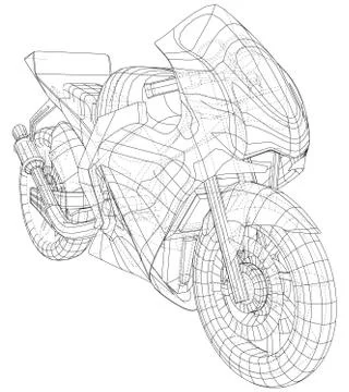 Sport motorcycle technical wire-frame. EPS10 format. Vector created of 3d Stock-Illustration