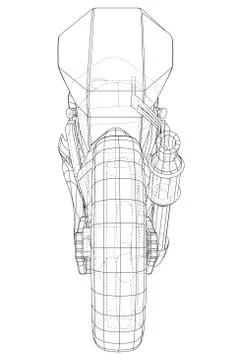 Sport motorcycle technical wire-frame. Vector illustration. Tracing illustration Illustrazione stock