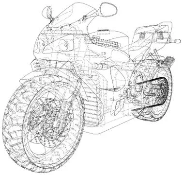 Sport motorcycle technical wire-frame. Vector illustration. Tracing illustration 스톡 일러스트