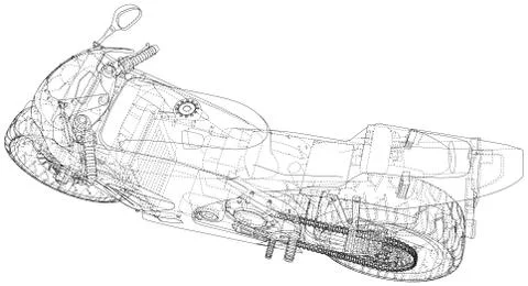 Sport motorcycle technical wire-frame. Vector illustration. Tracing illustration Stock Illustration