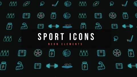 Sport Neon Icons Stock After Effects