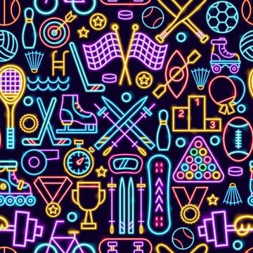 Sport Neon Seamless Pattern Stock Illustration
