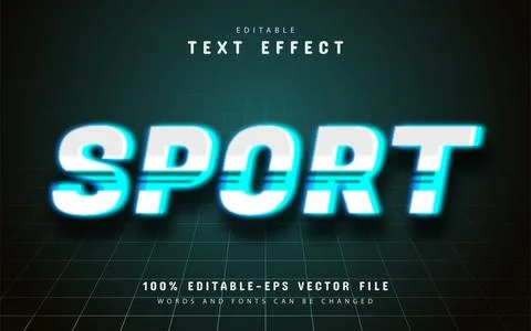 Sport neon text effect Stock Illustration