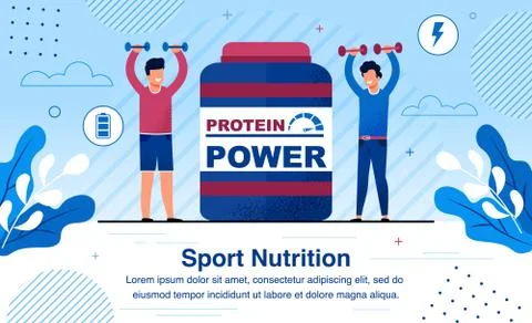 Sport Nutrition Supplement Flat Vector Banner Stock Illustration