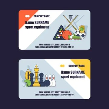 Sport pattern vector business card sportive baseball basketball soccer game Stock Illustration