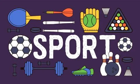 Sport pattern vector sportive baseball basketball soccer game illustration Stock Illustration