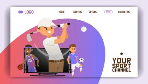 Sport pattern vector web page sportsman people character playing golf basketball Stock Illustration