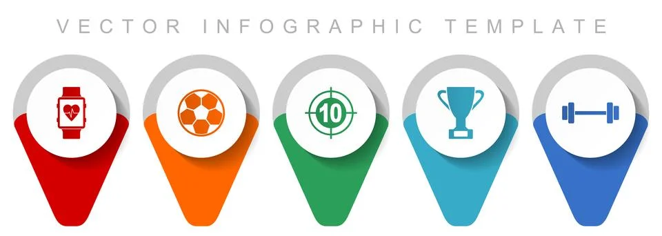 Sport pointer collection, miscellaneous icons such as smartwatch, football, d Stock Illustration