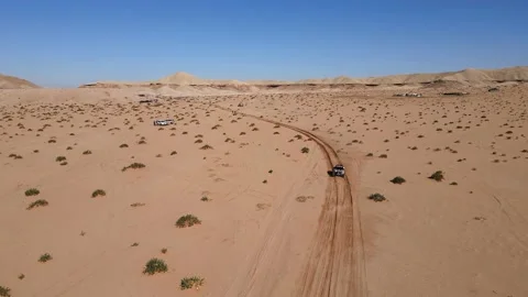 A sport prototype running rally in the desert Stock Footage 169274884