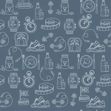 Sport seamless pattern. Weight Loss, Diet template Stock Illustration