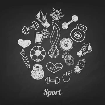 Sport set vector icons Illustrazione stock