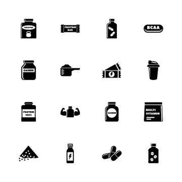 Sport Supplements - Flat Vector Icons 스톡 일러스트