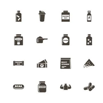 Sport Supplements - Flat Vector Icons Stock Illustration