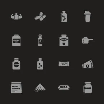 Sport Supplements - Flat Vector Icons Stock Illustration