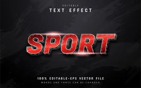Sport text, red gradient text effect with dotted line Stock Illustration