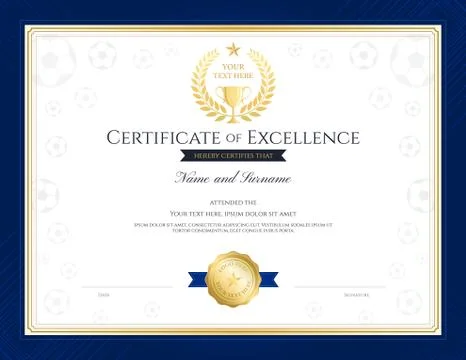 Sport theme certification of excellence template for football competition m.. Stock Illustration