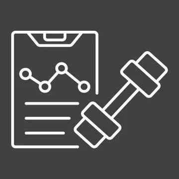 Sport training program line icon, fitness Stock Illustration