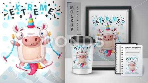 Sport unicorn- mockup for your idea Stock Illustration