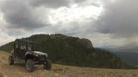Sport utility side by side on top of mountain HD 006 Stock Footage 11883705