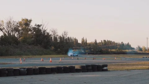 Sportcar goes on track in drift Stock Footage 88511908